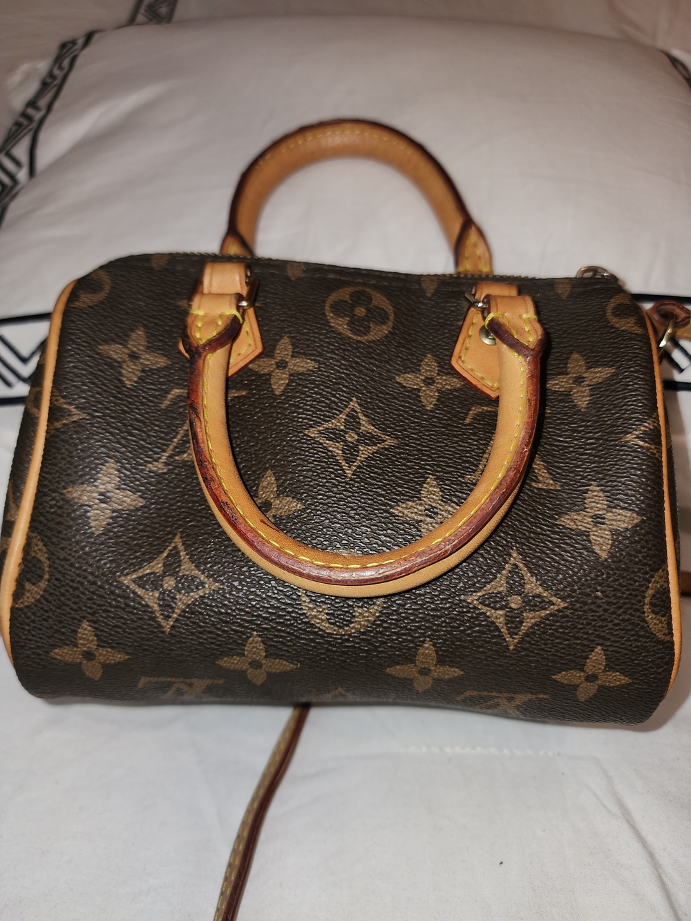 Louis Vuitton Monogram Nano Speedy Handbag in Brown and Tan